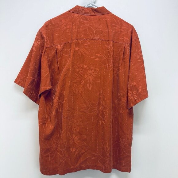 Tommy Bahama Shirt Size L Men’s Palm Tree Short Sleeve Silk Button-Up Orange - Picture 10 of 10
